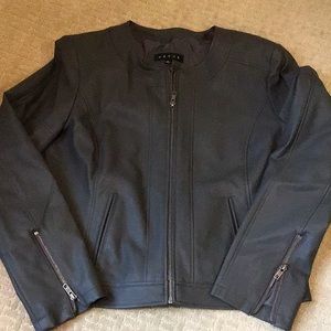 Light grey faux leather jacket size M length 22” sleeve 24”